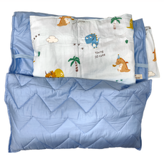 BUHO 布歐 便攜式兒童睡墊四季被三件組 天然純棉透氣雙層紗 附枕頭, 恐龍樂園
