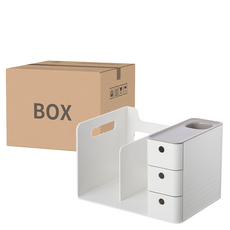 FAmILyLIFE 生活 附抽屜桌面文具書本收納置物架, 咖啡白, 1個