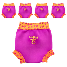 Splash About Happy Nappy 游泳尿布褲 粉色 適合3-8個月寶寶, M(6~11kg), 5件