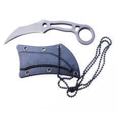 SCHRADE爪刀頸刀 科倫比亞9Cr18MoV高碳鋼骨架握柄 附硬質刀鞘、項鍊, 銀色 + 黑色, 1支