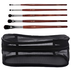 Galatea 葛拉蒂 紅木系列魅影眼唇刷具組 5入 化纖毛刷毛 紅木柄, 1組