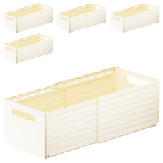 伸縮收納箱, 大(28~48 x 20 x 15cm), 白色, 5盒