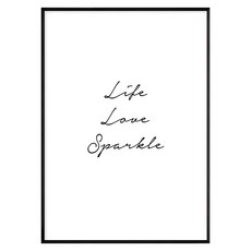 簡愛 Life Love Sparkle 藝術掛畫, 黑色