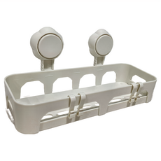 EDISH 吸盤壁掛置物架 長方款 Set 2 ABS材質, 白色, 2個