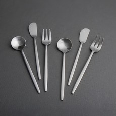 Inspoon Biju 銀色餐具2件組 (茶匙+叉子+奶油刀), 茶匙+叉子+奶油刀, 2組