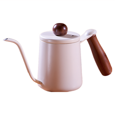 FANCY LIFE 木手柄咖啡手沖壺，胡桃木/304不鏽鋼，黑色/白色，350ml/600ml, 1個