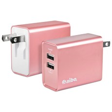 aibo USB雙輸出高效能充電器 AC100-240V 4.8A, 玫瑰金, 1個