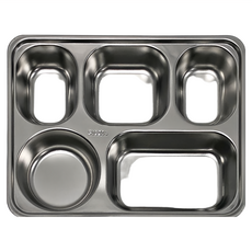 Raon Road 長方形五格深型餐盤, 不鏽鋼耐熱100°C, 銀色, 28.3 x 22 x 4cm, 1個