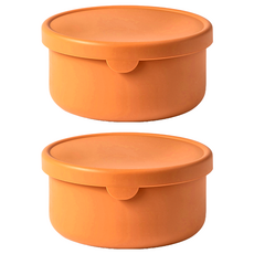 馬卡龍摺疊可微波矽膠保鮮盒 大 圓滑咖色 2個, 700ml