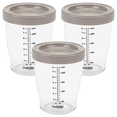 Dailylike Bonbon 嬰兒副食品透明刻度分裝罐, 可可色, 240ml, 3入