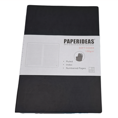 PAPERIDEAS A5 軟皮 188頁 橫線 筆記本, 黑色, 1本