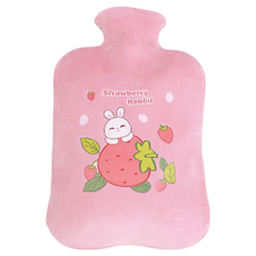 拍平方 毛絨熱水袋 2000ml PVC+短毛絨 暖手暖腰暖腿, 1個