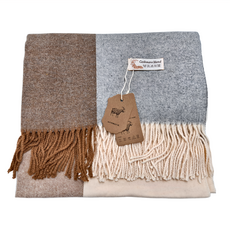 土耳其風喀什米爾加厚羊絨格子系列兩用披肩圍巾 - 流蘇款 (KD-A003SLGT), 均碼, 焦糖拼色, 1件