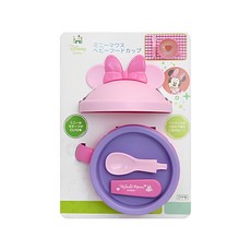 nishiki 錦化成 米妮系列 塑膠造型 4個月以上適用, 湯碗 + 湯匙, 粉色, 1組