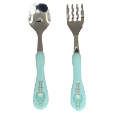 Sumikkogurashi 角落生物 造型不鏽鋼餐具組 304不鏽鋼 適用年齡: 1.5歲以上, 叉子、湯匙 x 1 PCS, 藍色, 1組