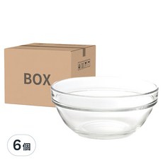 Ocean STACK 沙拉碗 無鉛玻璃材質 6吋 質感優雅 堆疊收納節省空間, 透明, 6個