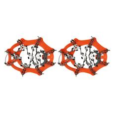 18齒冰爪 登山防滑鞋套, 橘色