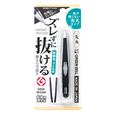 GREEN BELL 綠鐘 拔毛夾 圓頭, 日本製造 不鏽鋼材質, 黑色, 1個