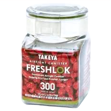 TAKEYA Freshlok 日本製 透明密封收納儲存罐 角型, 300ml, 1個
