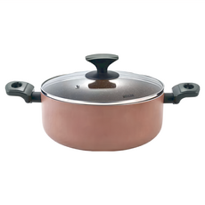 MUHLER Kikka 附蓋大理石不沾雙耳湯鍋 鋁製 2.5公升 耐熱230度C 適用瓦斯爐/電爐/電陶爐/鹵素爐/電磁爐/感應爐, 20cm, 棕色, 1個