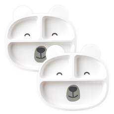 Indi Bear 微笑小熊造型 22.3x20.5x2.2公分 白色 ABS塑膠, 2個, 餐盤