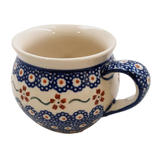ZAKLADY CERAMICZNE BOLESLAWIEC 波蘭陶 胖胖杯 320ml, 米白色 + 藍色, 1個