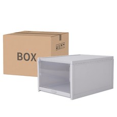 FAmILyLIFE 生活 超耐重自動掀蓋組合式鞋盒, FL-226-G 淺米灰, 4個