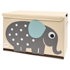 3 sprouts 大型玩具收納箱 可愛童趣 大容量居家收納, 61 x 37 x 38cm, 小象, 1個
