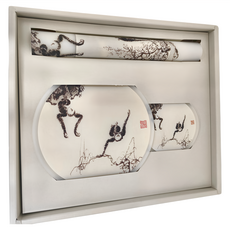 SiPALS 喜朋 矽膠餐桌墊禮盒組 隔熱墊 杯墊, 十猿圖 白色, 1組, 19 x 11cm