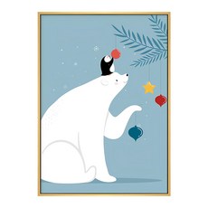 聖誕北極熊 掛畫, 木色