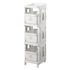 抽屜式置物架 38 x 32 x 117cm 4.3kg, 簡約白, 3層