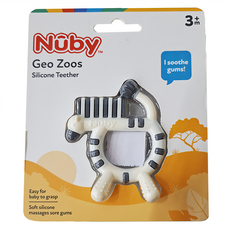 Nuby 童趣動物矽膠固齒器, 3個月以上, 斑馬, 1個