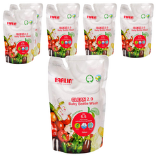FARLIN 奶瓶蔬果清潔劑 補充包, 抗敏低刺激，配方溫和不傷手，泡沫細膩，清潔力UP，植物性配方，不殘留乳垢, 700ml, 6包