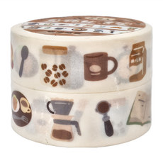 德德小品集 雜物生活家紙膠帶 30mmx3m 4款設計, 咖啡腦袋, 2個