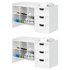 SYSmAX 蜂巢式桌面抽屜收納置物架2.0, 分層設計，方便拿取，節省空間, 白色, 2個