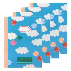 hello moris 藍天寬行筆記本 國小1-3年級適用, 混色, 4個