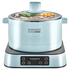 SOnGEn 松井 智慧升降湯料分離多功能料理鍋 附升降蒸盤, 3L容量 304食品級不鏽鋼鍋體, 上蒸下煮 火鍋料理 米飯炊煮, SG-847C-B