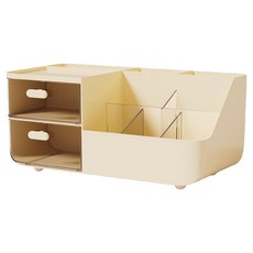 iSFun 桌上收納 分格抽屜多功能收納盒, 1個, 奶油色