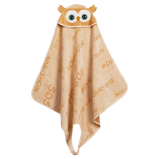 SDS-SHOW 媽咪愛寶包有機棉圍裙式浴巾 柔軟親膚 台灣製造, 貓頭鷹, 1條