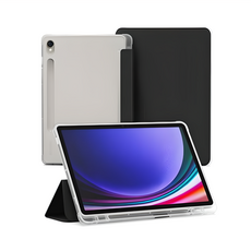 SINJIMORU 透明鉛筆收納平板保護殼 黑色 Galaxy Tab S9 / S9 FE 11吋 平板保護套, Galaxy Tab S9 / S9 FE 11, 1個