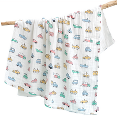 汽車部落 純棉新生兒雙層包巾 汽車圖案 新生兒禮物