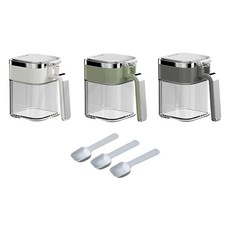 野一夏 日系密封防潮玻璃調味罐3件組 附湯匙, 1組, 調味罐 3個 + 湯匙 3支