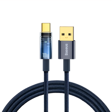 Baseus 倍思 探索者系列 智能斷電 Type-C 快充數據線 100W 適用 IPhone15, 藍色, 1條, 2m