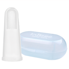 hibee 矽膠手指牙刷組 細膩柔軟刷毛, 牙刷 透明 + 收納盒 藍色, 2組