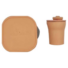 Miniware 天然聚乳酸點心時光組, MIT台灣製造, 點心碗 + 矽膠吸盤 + 矽膠上蓋 + 水杯組, 大地暖棕, 1組