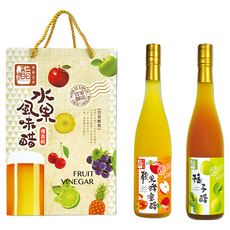 醋桶子 分享果醋2件禮盒組 (蘋果蜂蜜醋600ml + 梅子醋600ml) 台灣釀造 天然健康, 600ml, 1盒