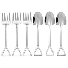 Sense Pang 304不鏽鋼 鏟子造型湯匙叉子組, 1組, 3p 勺子 + 3p 叉子