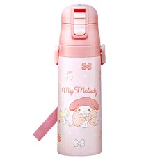 Skater 超輕量彈蓋直飲式保冷不鏽鋼水壺, 蝴蝶結美樂蒂, 1個