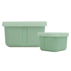 DIKE Warmth方形矽膠保鮮盒2件組 SGS食用級 鉑金矽膠 耐冷熱 可微波 HKS310 森林綠, 2個容器 + 2個蓋子, 1組