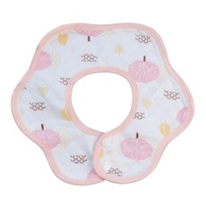 Pureal 純真兔 北歐風情防水花瓣圍兜, 26x26cm 純棉材質, 粉色, 1入, 1條